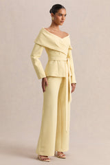 Empress | Lemon Bardot-Neck Tailored Top