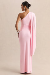 Sabella | Pink Asymmetric-Neck Maxi Dress