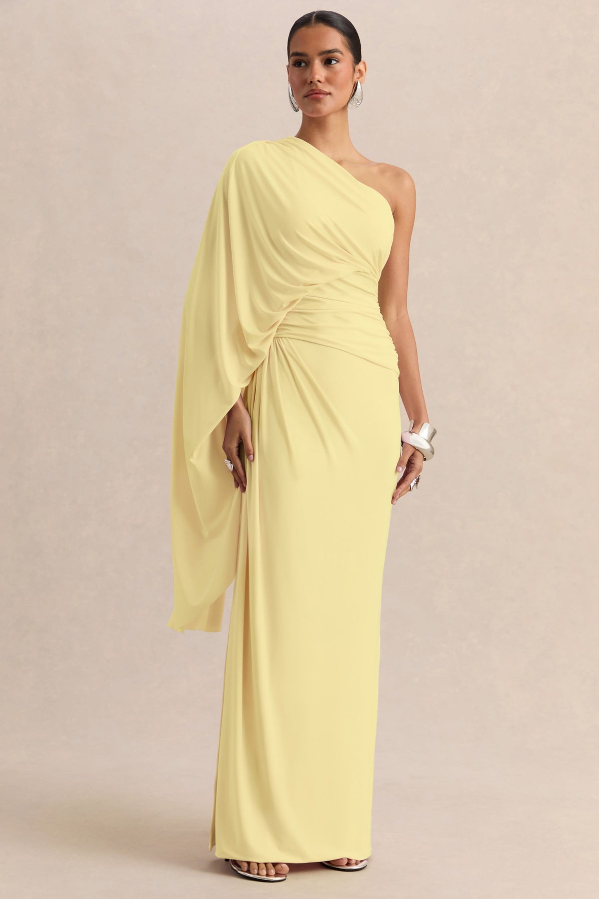Sabella | Lemon Asymmetric-Neck Maxi Dress