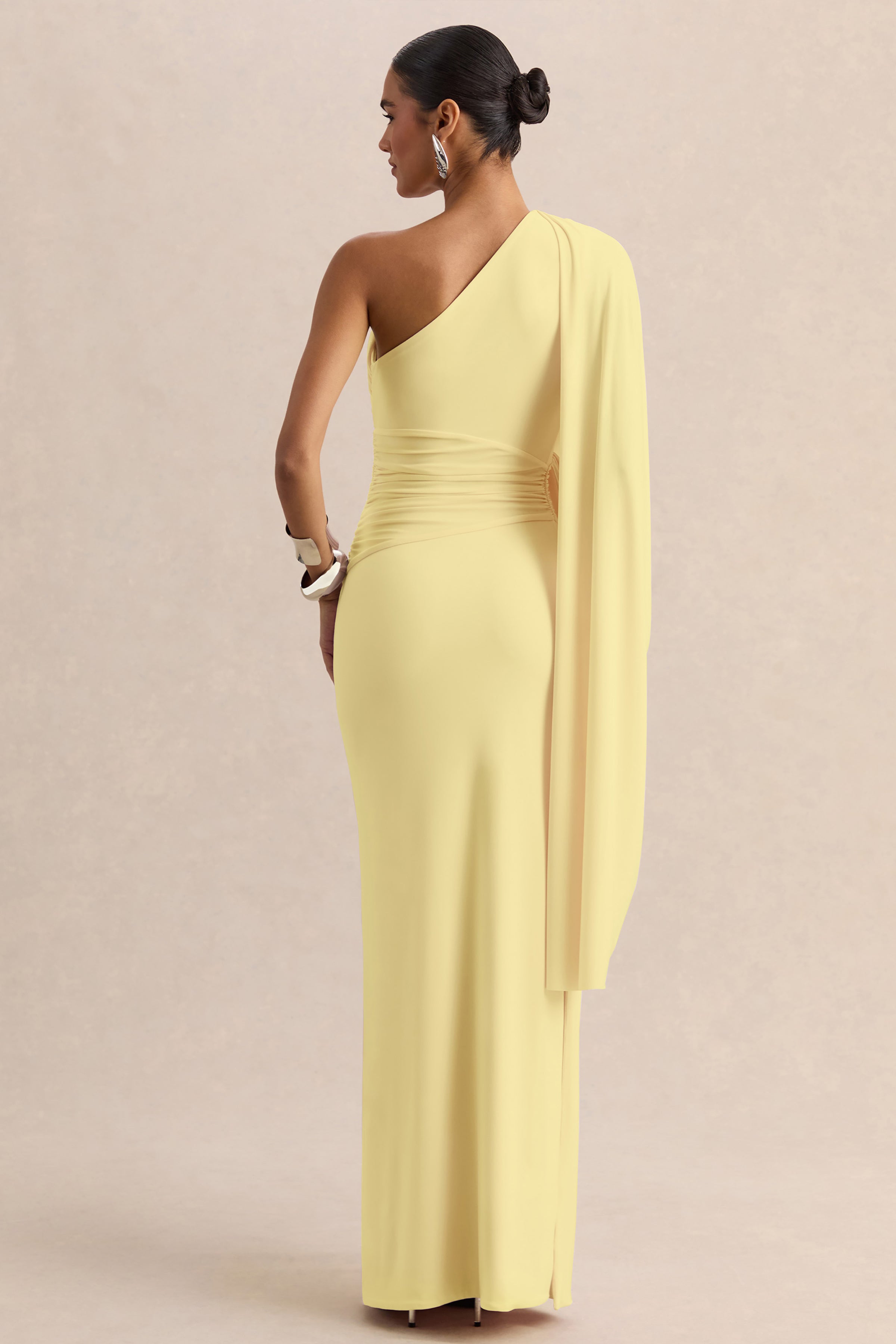 Sabella | Lemon Asymmetric-Neck Maxi Dress