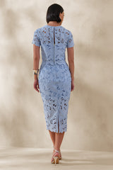 Aisling | Powder Blue Lace Midi-Skirt