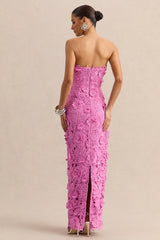 Gracie | Pink Lace Bandeau Maxi Dress
