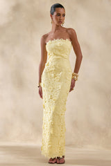 Gracie | Lemon Lace Bandeau Maxi Dress