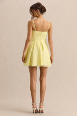 Elina | Lemon Square-Neck Mini Dress With Bow Detail