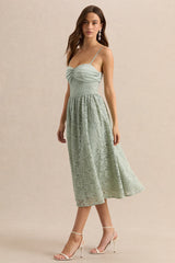 Gloriana | Sage Lace Sweetheart-Neck Midi Dress