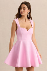 Katya | Light Pink Sweetheart-Neck Skater Mini Dress