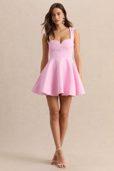 Katya | Light Pink Sweetheart-Neck Skater Mini Dress