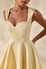 Katya | Lemon Sweetheart-Neck Skater Mini Dress