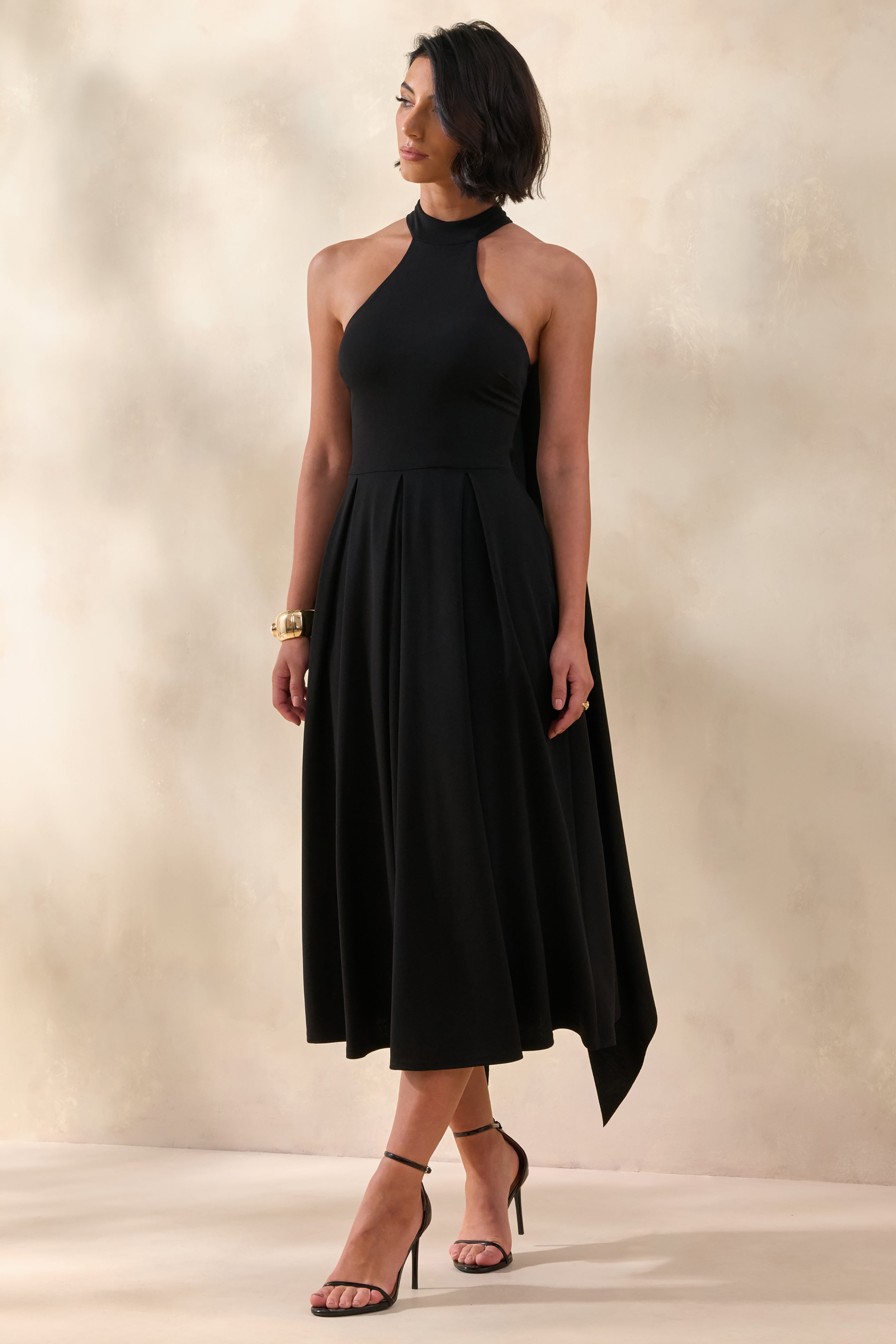 Rhode | Black Halter-Neck Midi Dress