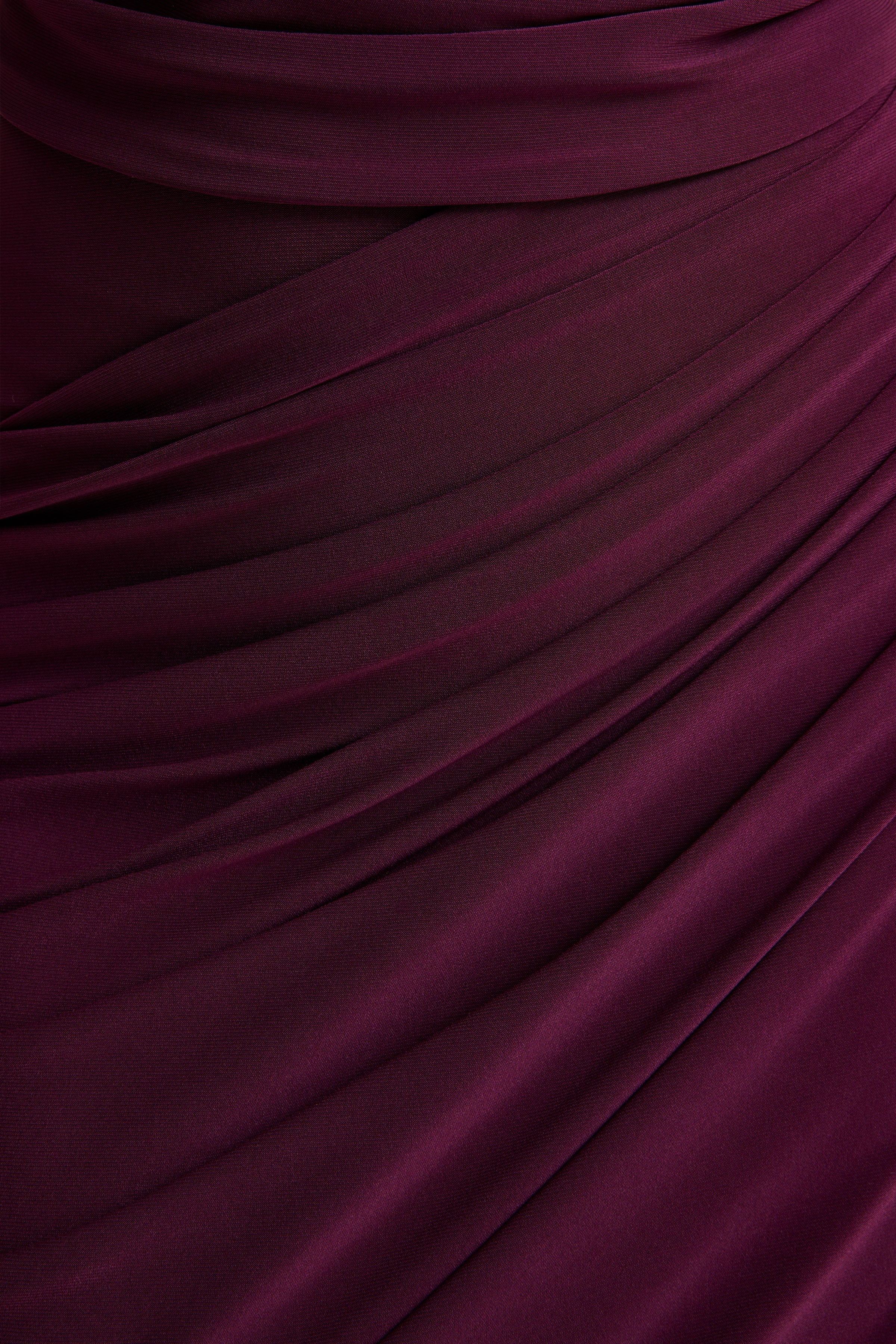Cairo | Burgundy Cowl-Neck Maxi Dress With Gathered Detailing