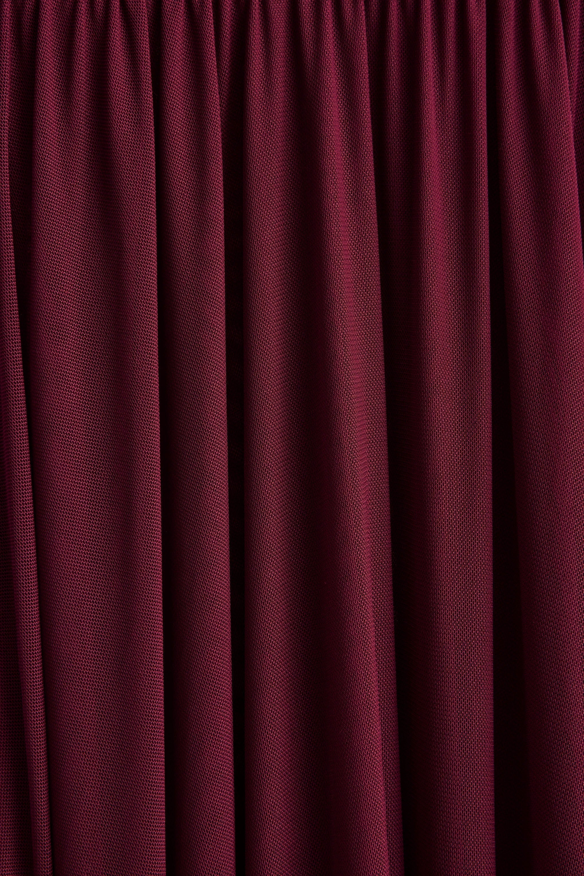 Gigi | Burgundy High-Neck Maxi Dress With Drop-Waist And Sheer Skirt