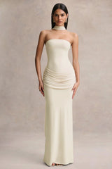 Graciella | Stone Bandeau Maxi Dress With Draped Detailing And Scarf