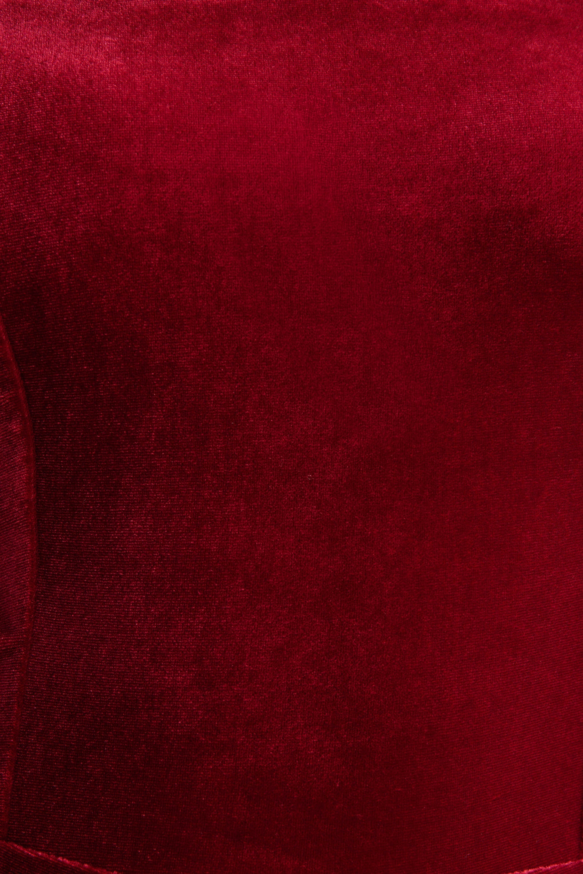 Arcane | Burgundy Velvet Bandeau Jumpsuit With Scarf