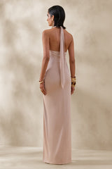 Junia | Champagne Plunge-Neck Wrap Maxi Dress
