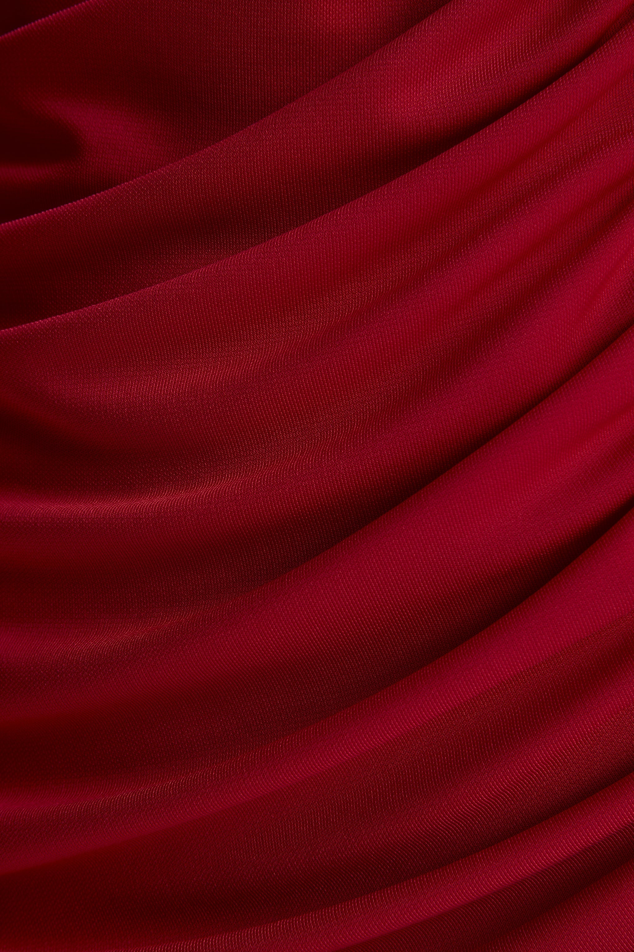 Vesperelle | Red Scoop-Neck Maxi Dress With Gathered-Detailing