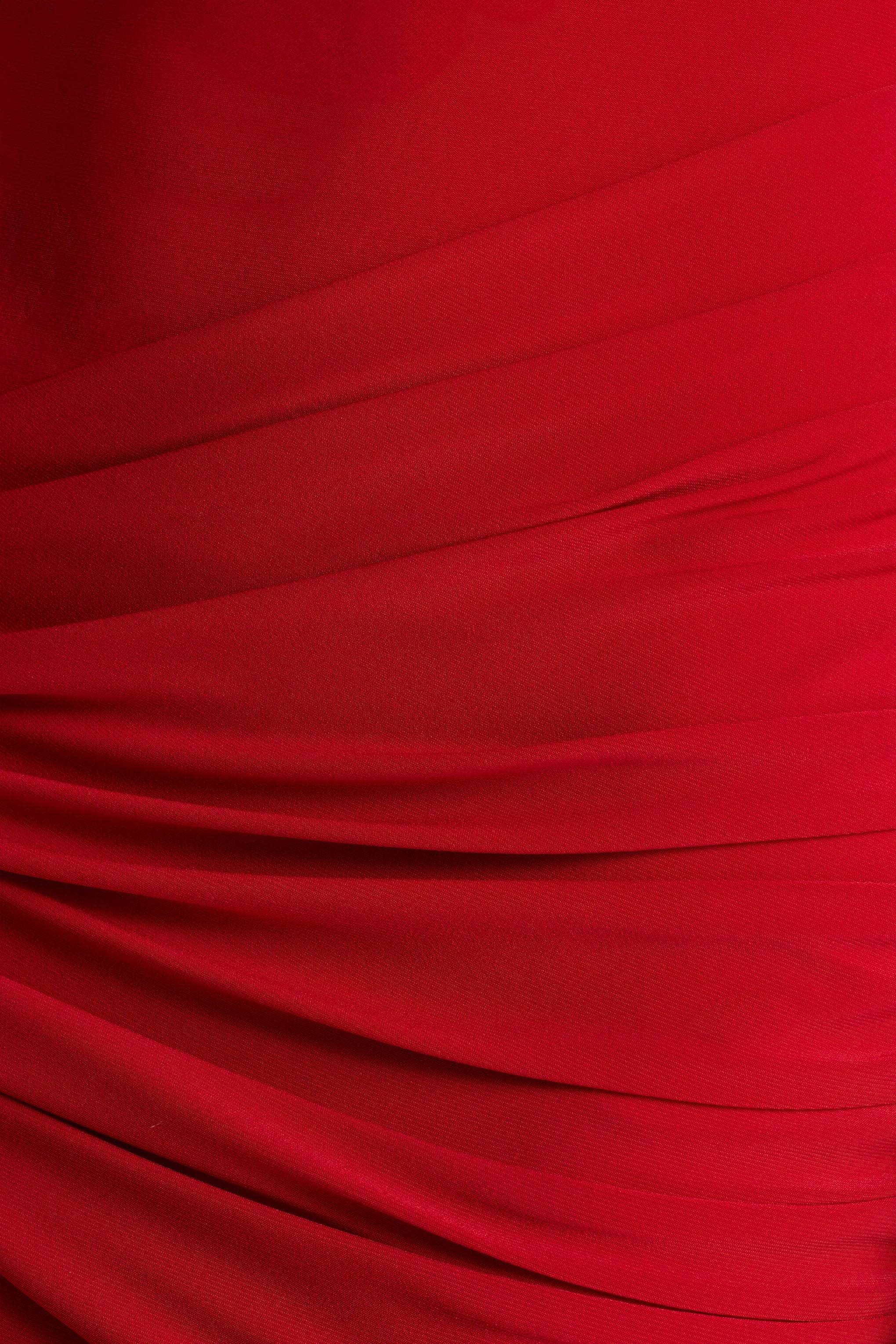 Petronia | Red V-Neck Maxi Dress With Wrap-Detail