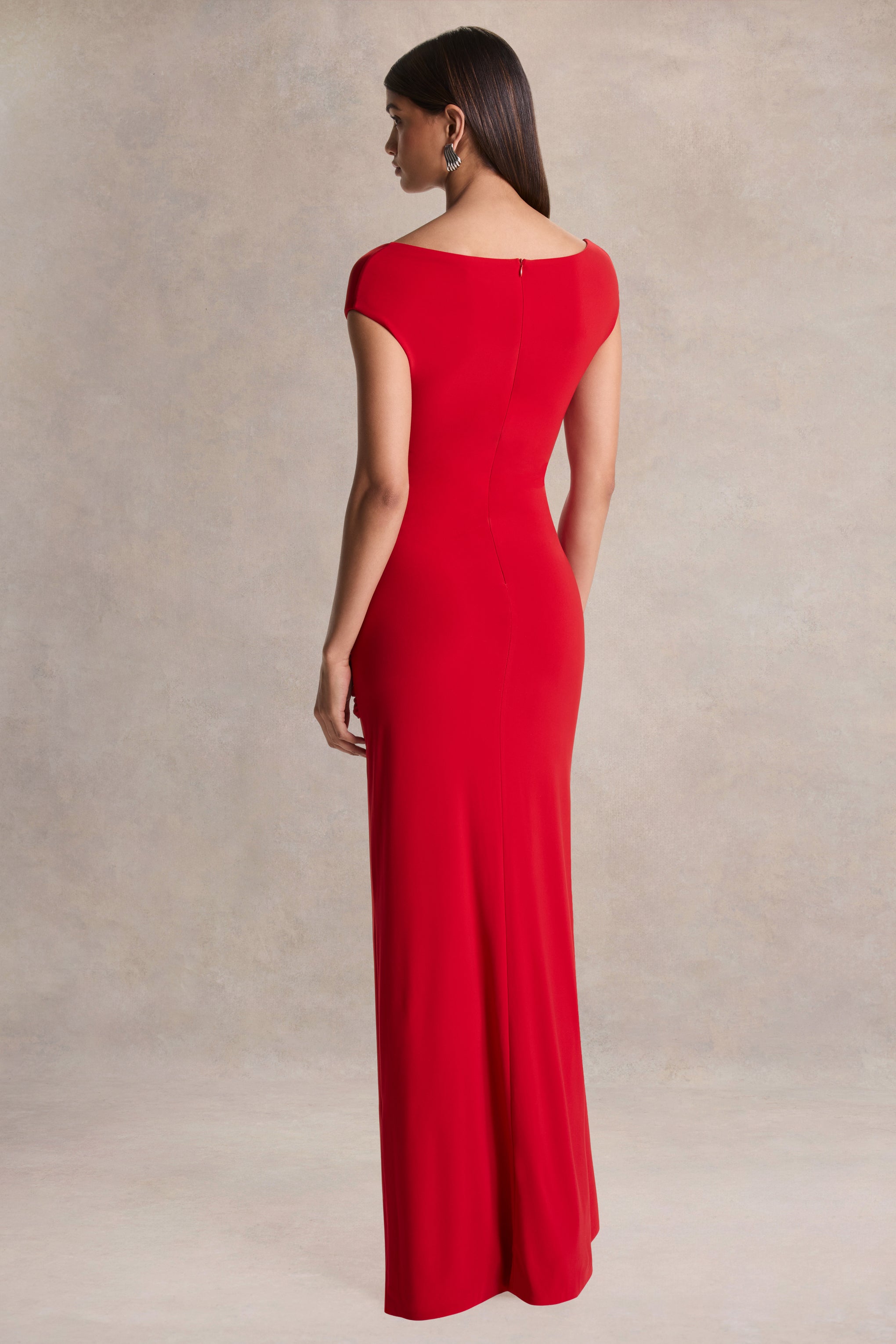 Petronia | Red V-Neck Maxi Dress With Wrap-Detail