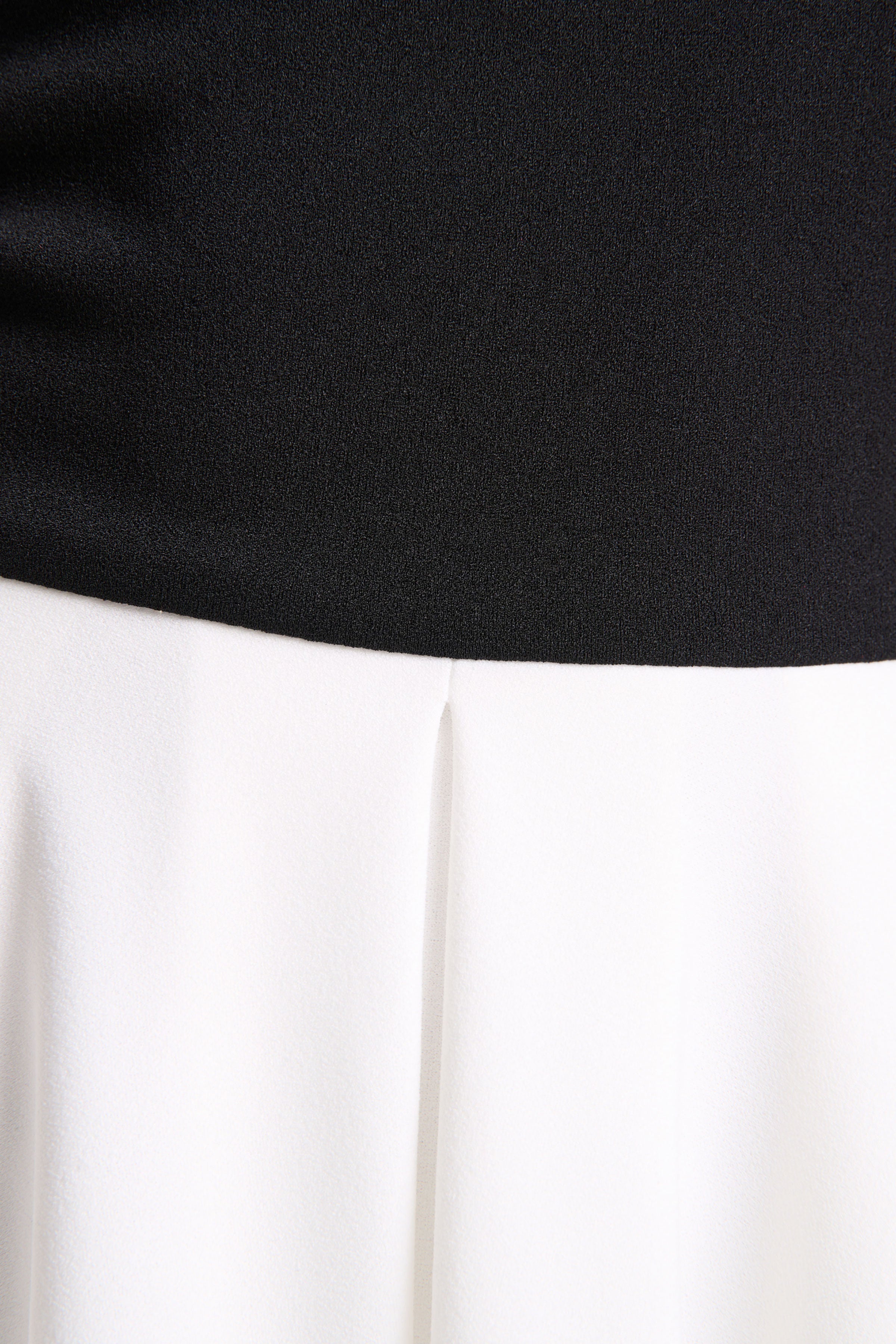 Frederica | Black And White Bardot-Neck Midi Dress