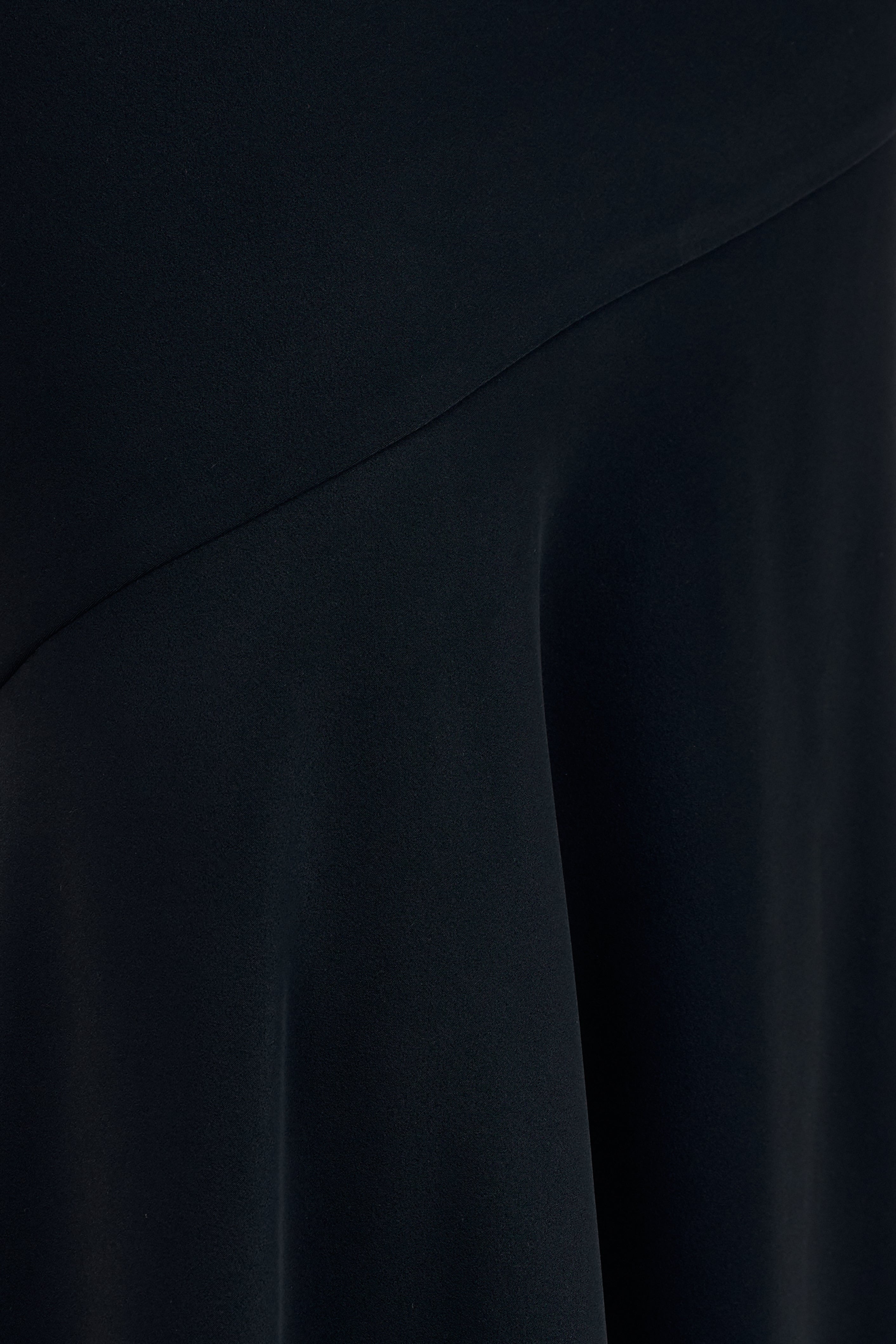Vayla | Black Matte Satin Asymmetric Drop-Waist Maxi Skirt
