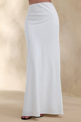 Iveta | White Satin Maxi-Skirt