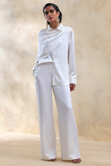 Ilena | Cream Satin Wide-Leg Trouser