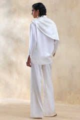 Ilena | Cream Satin Wide-Leg Trouser