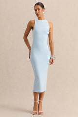Mirana | Powder Blue High-Neck Midi-Dress