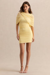 Merisse | Lemon Bandeau Mini-Dress With Ruched-Detailing