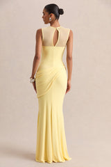 Lyssy | Lemon High-Neck Maxi Dress With Mesh-Detail