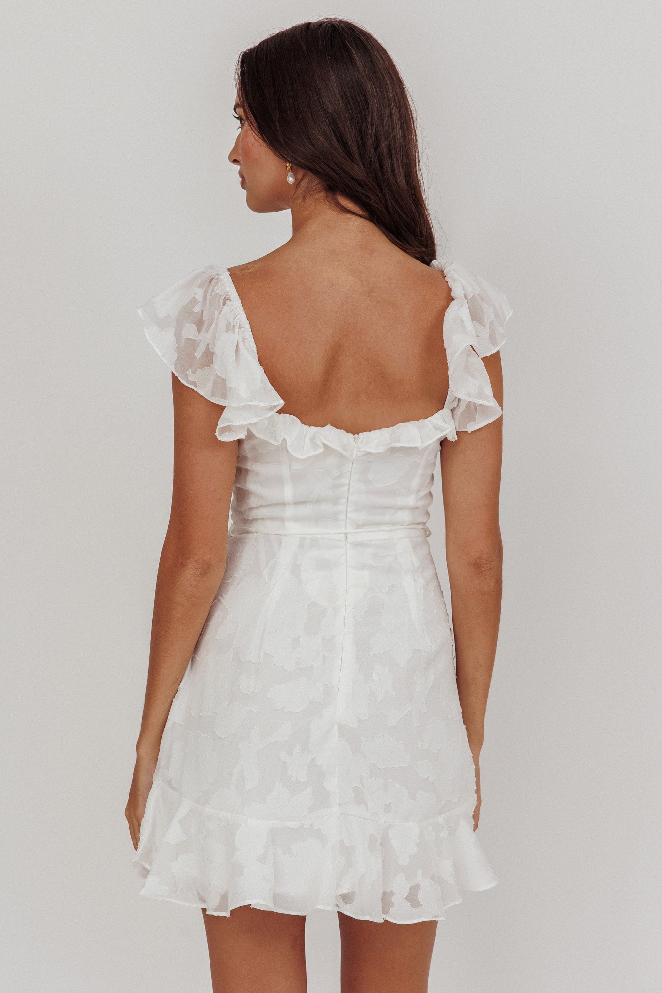 Thinkin' Bout You Ruffle Trim Dress Textured White Secondary image