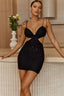 Fancy Free String Tie Cut-Out Waist Mini Dress Polka Dot Black