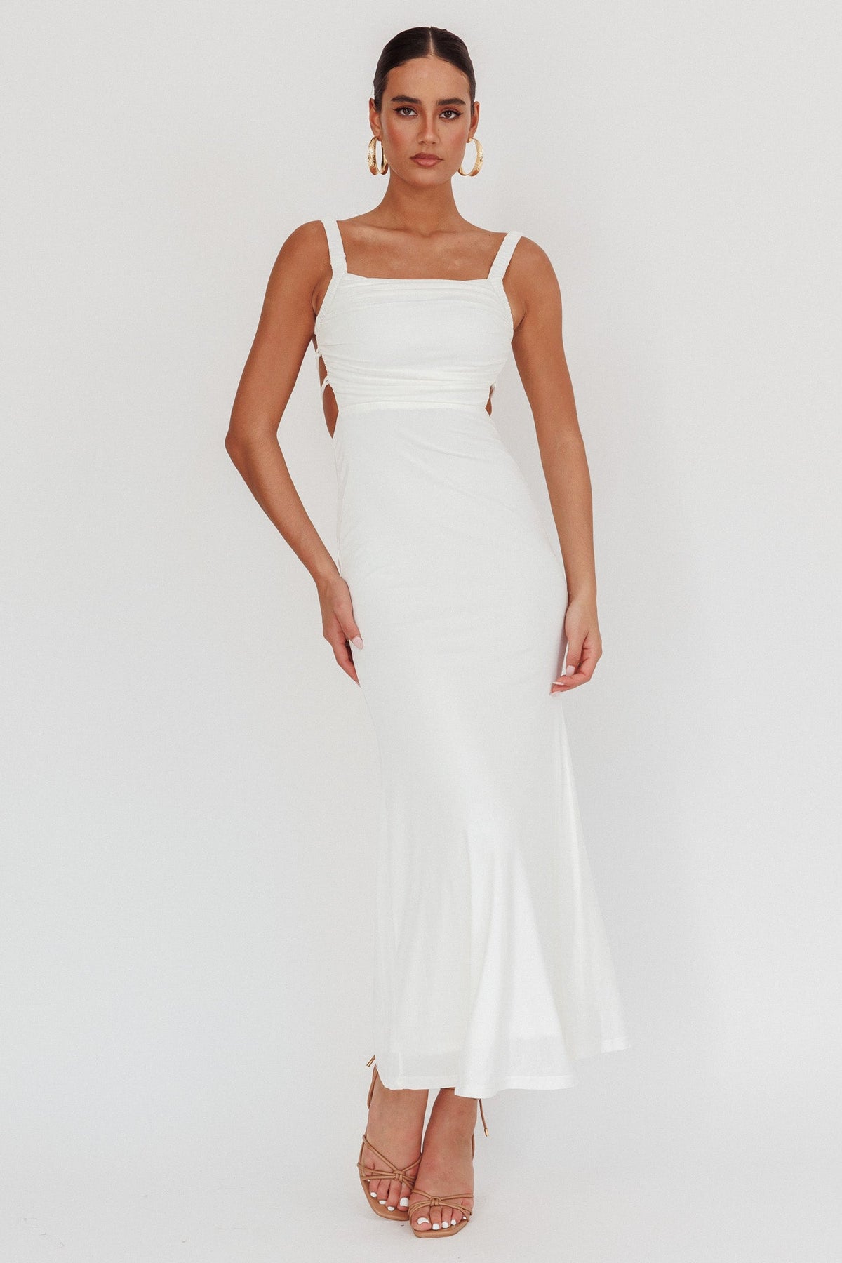 Dream Crush Lace-Up Back Maxi Dress White