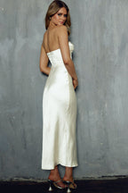 Yvette Wrap Neckline Midi Dress Oyster