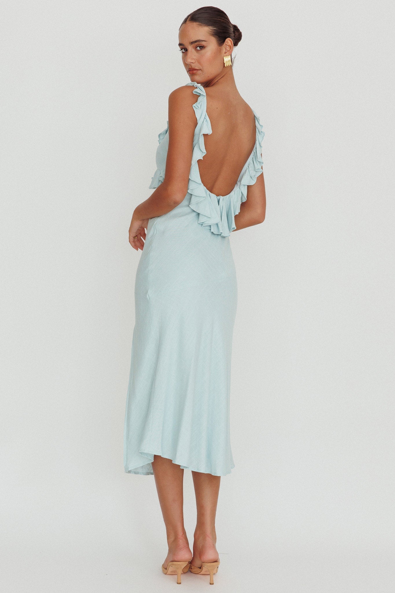 Alba Frill Trim Midi Dress Baby Blue Secondary image