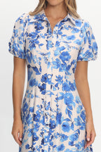 Kyrah Puff Sleeve Midi Dress Floral White