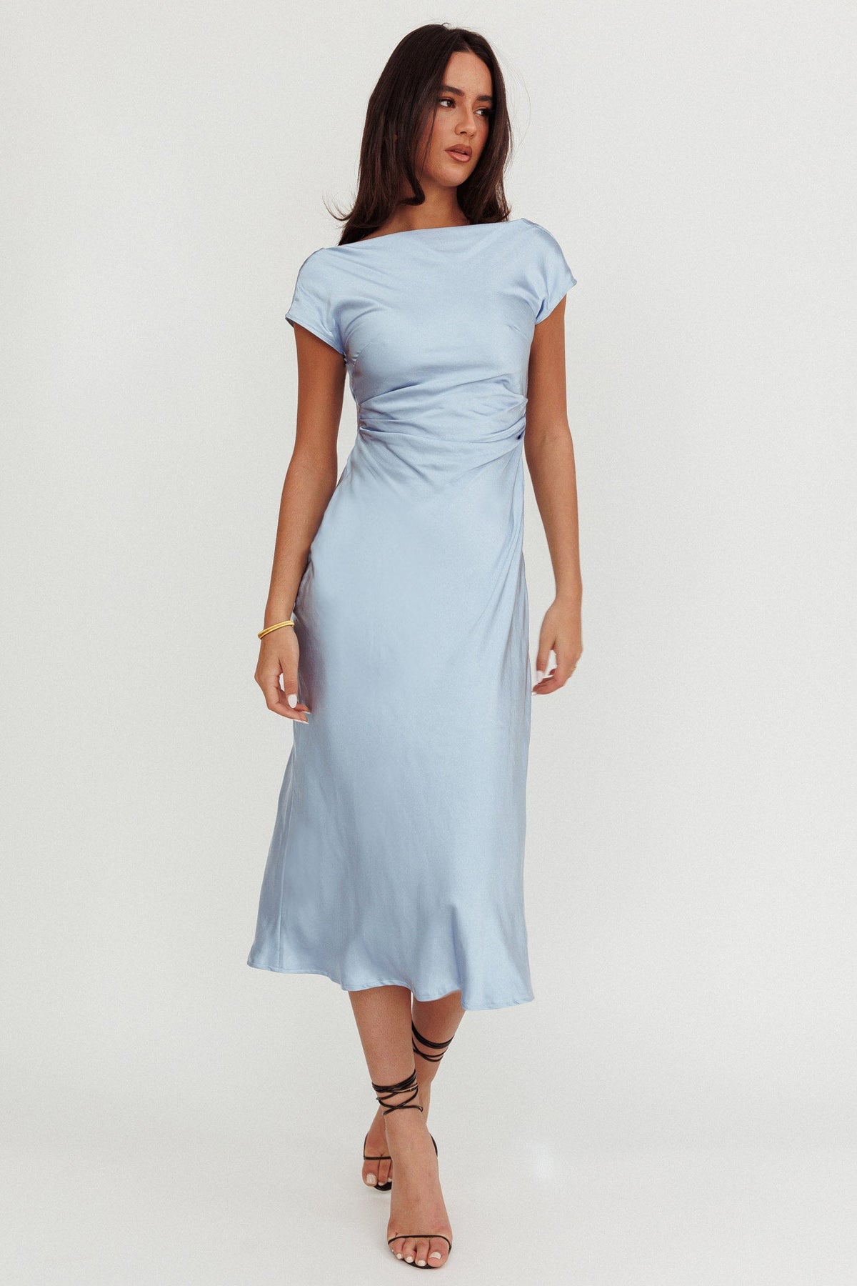Loveland Cap Sleeve Cowl Back Midi Dress Baby Blue Main image