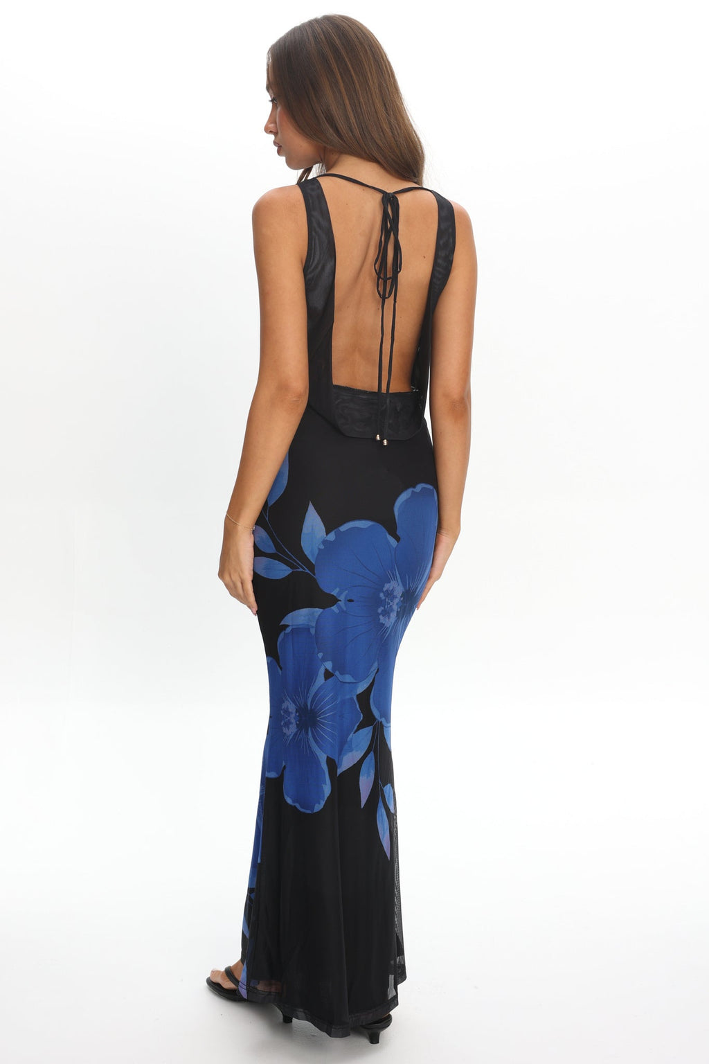 Cassiopeia Open Back Maxi Dress Hibiscus Blue