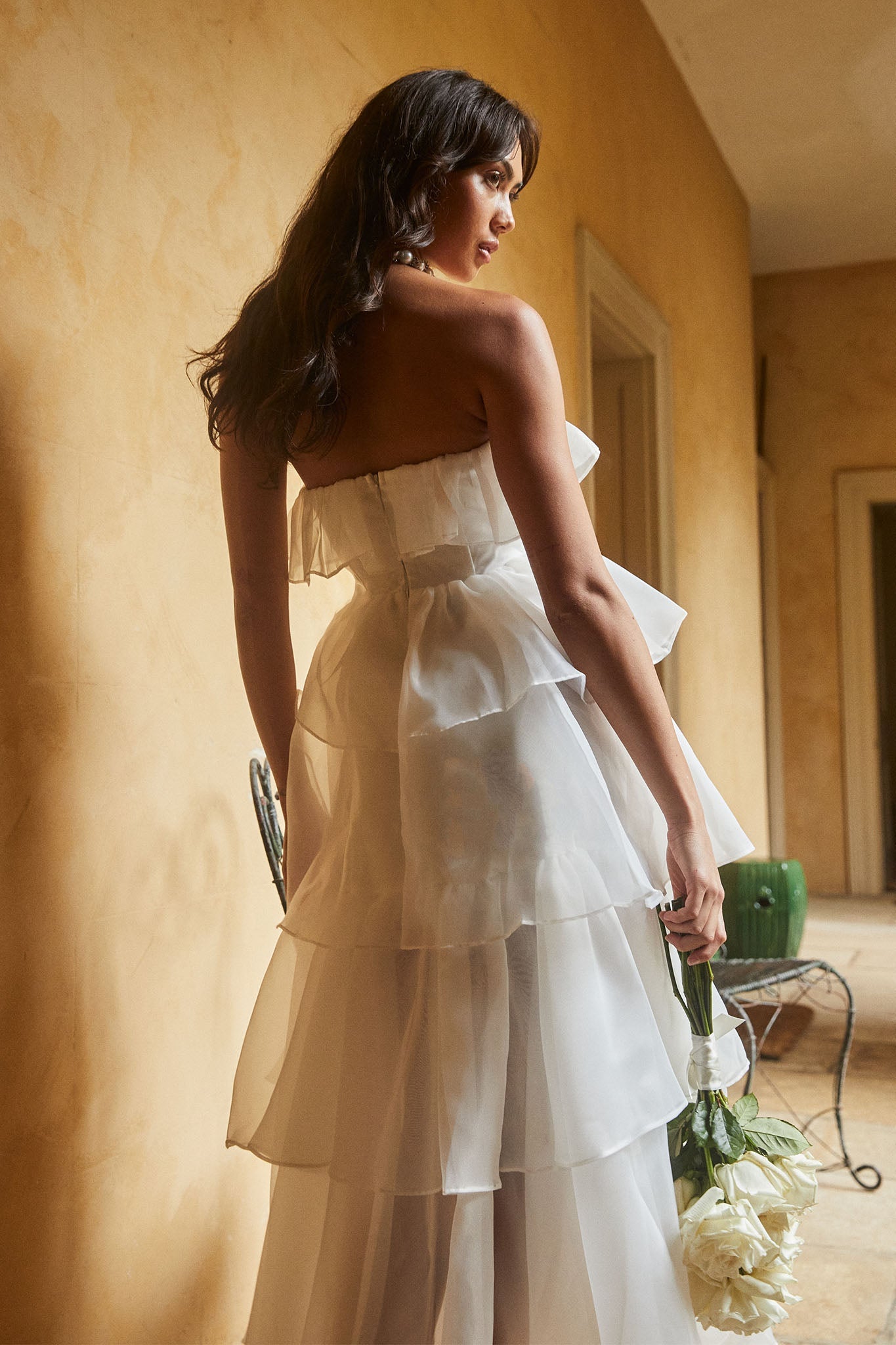 Oceana Layered Ruffle Maxi Dress White Secondary image