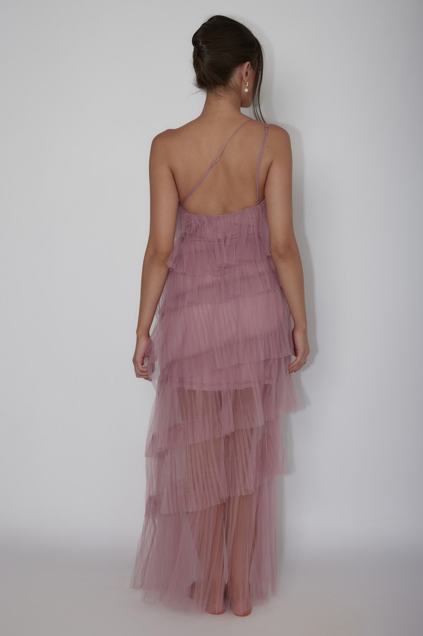 Arrabel Tiered Ruffle Tulle Maxi Dress Plum Secondary image