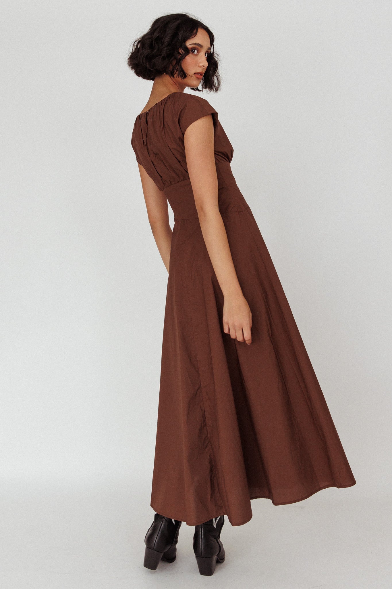 Derry Cap Sleeve A-line Maxi Dress Chocolate Secondary image