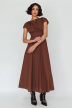 Derry Cap Sleeve A-line Maxi Dress Chocolate