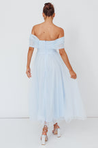 Dreamers & Lovers Off-Shoulder Maxi Dress Powder Blue