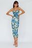 Lahita Strapless Midi Dress Floral Blue