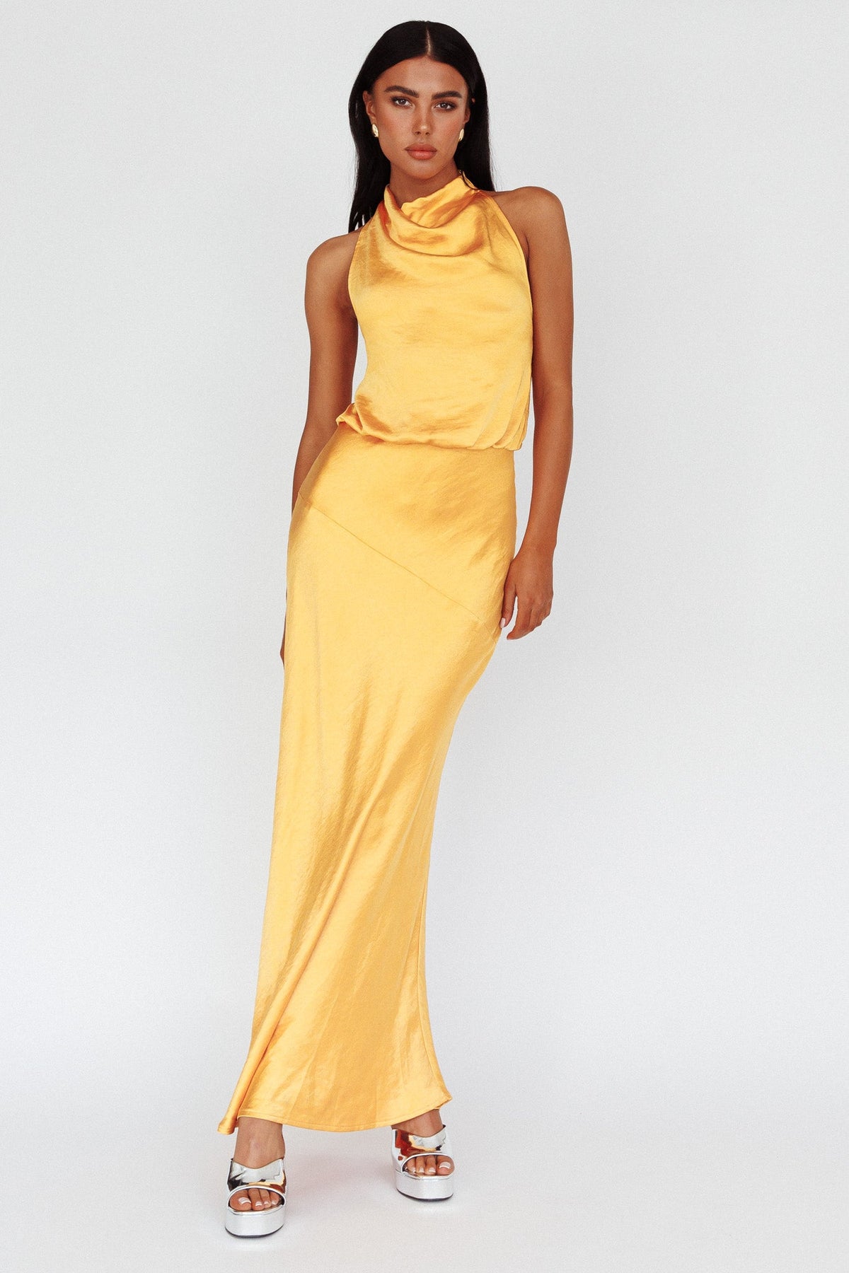 Amalfi Sunset Cowl Halterneck Maxi Dress Sun Main image