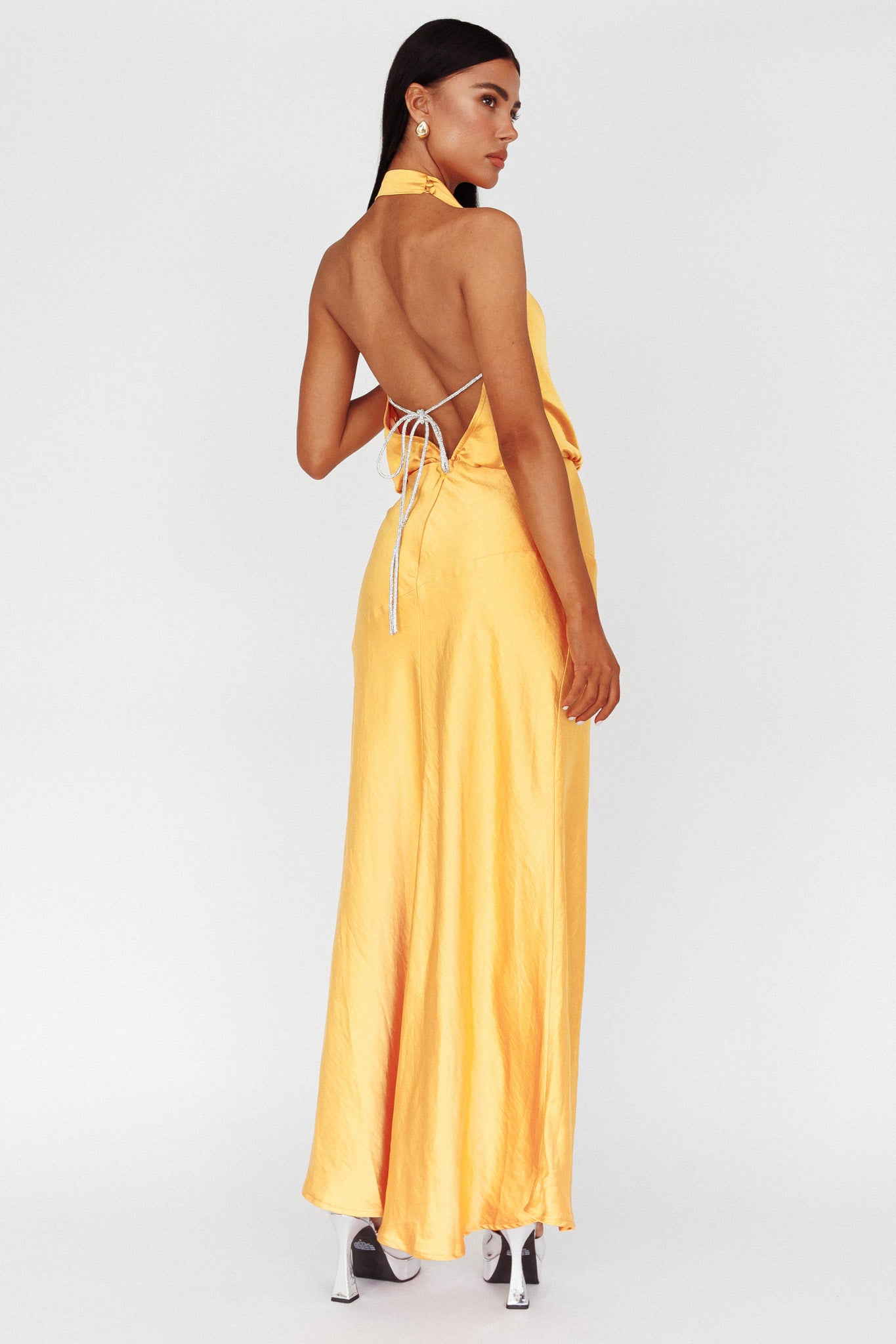 Amalfi Sunset Cowl Halterneck Maxi Dress Sun Secondary image
