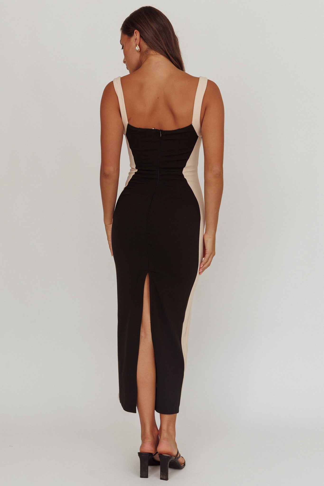 Tenika Contrast Bodycon Midi Dress Black Secondary image