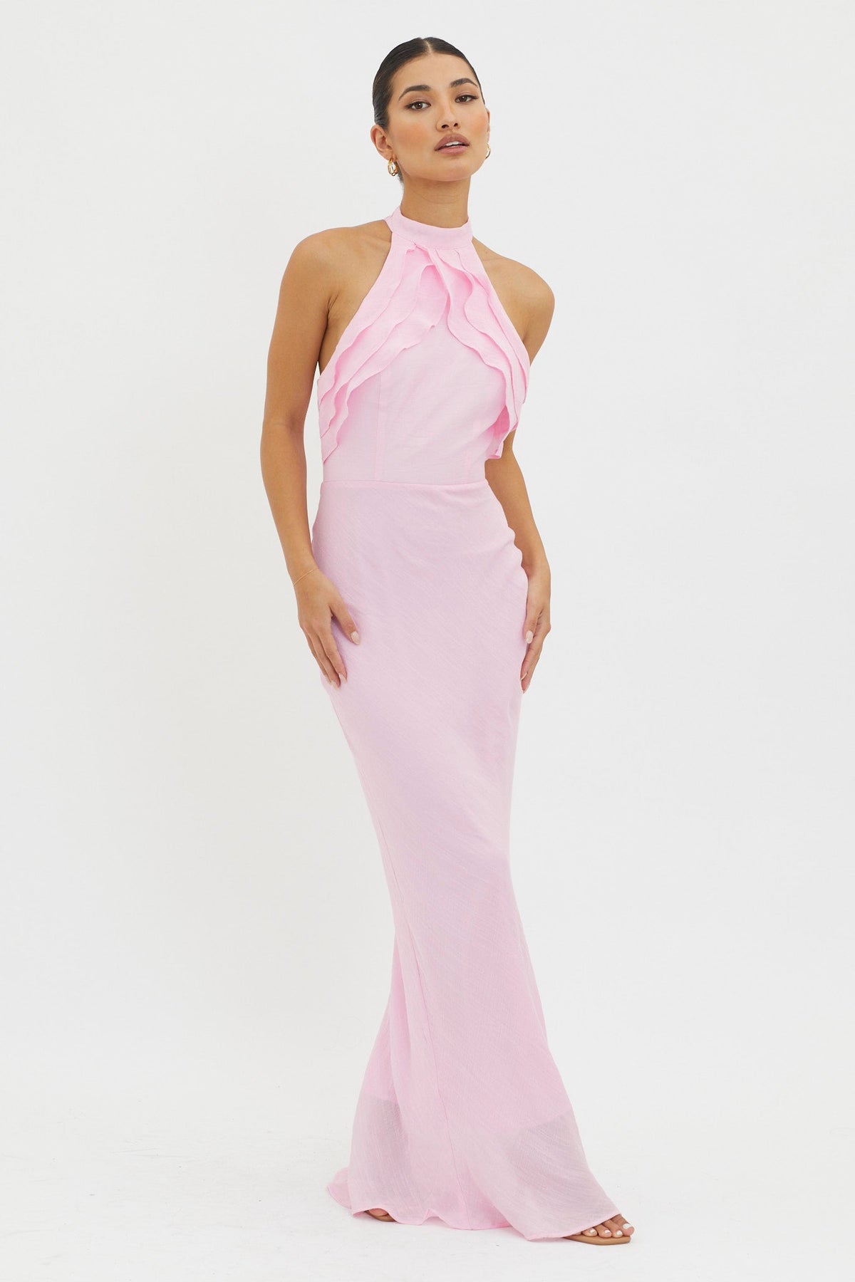 Topaz Skies Halterneck Ruffle Dress Pink Main image