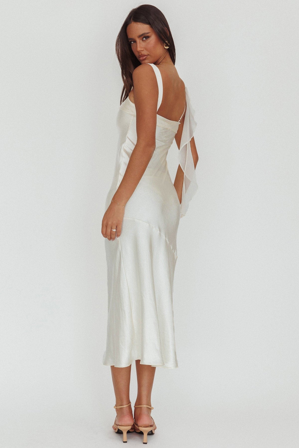 Carmel Shoulder Sash Midi Dress Oyster Main image