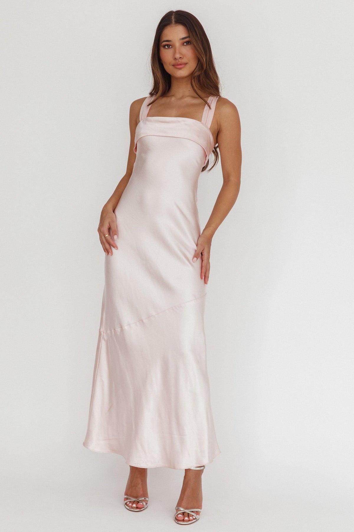 Carmel Shoulder Sash Midi Dress Blush Main image