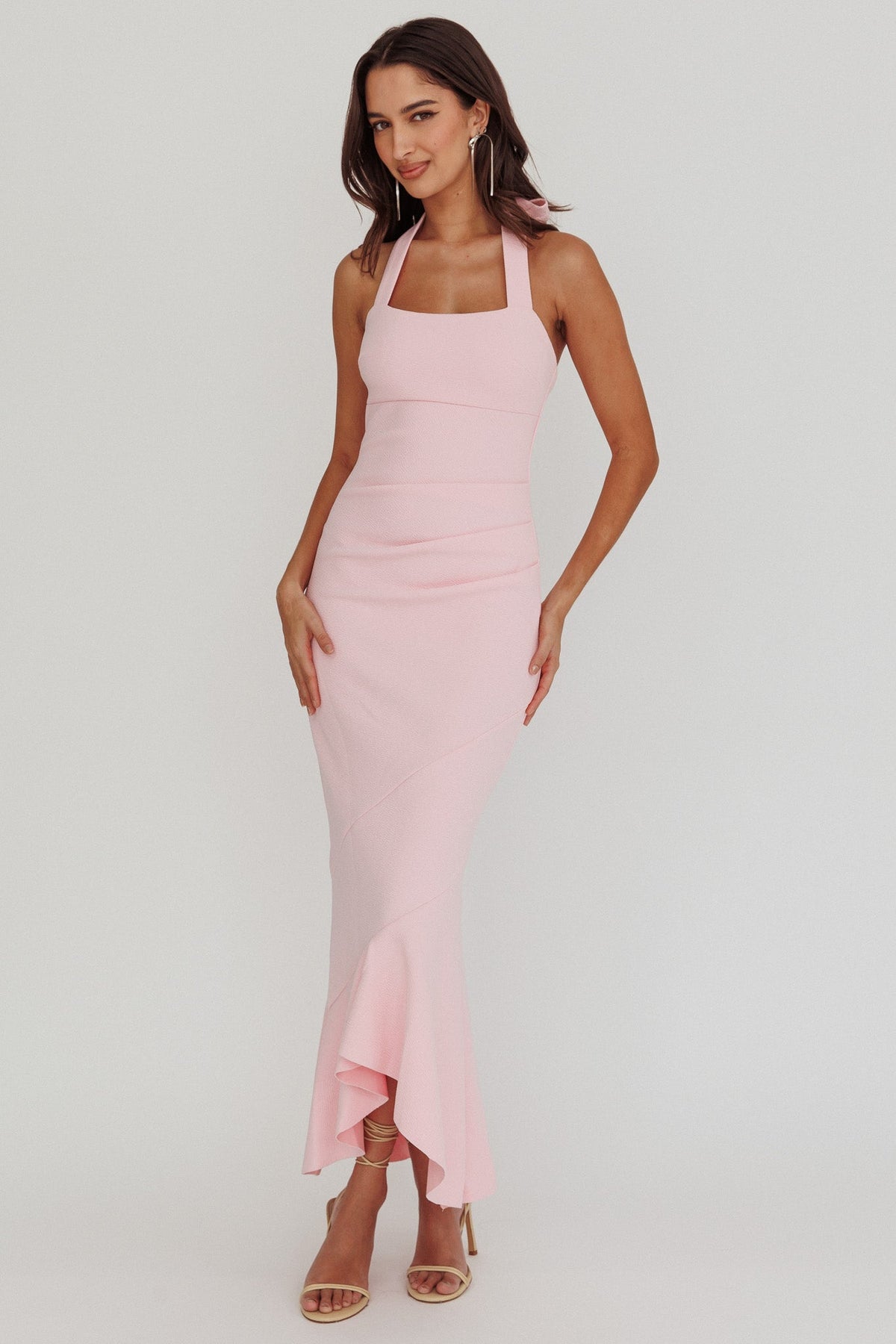 Fire Of Stars Halterneck Midi Dress Pink Main image